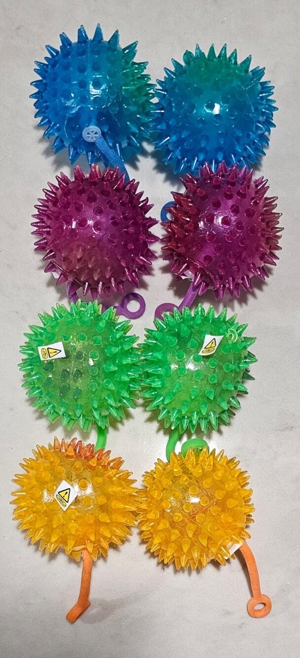 Civaner 8 Pcs LED Light Up Spike Balls Bouncy Stress Fidget Toys NEW